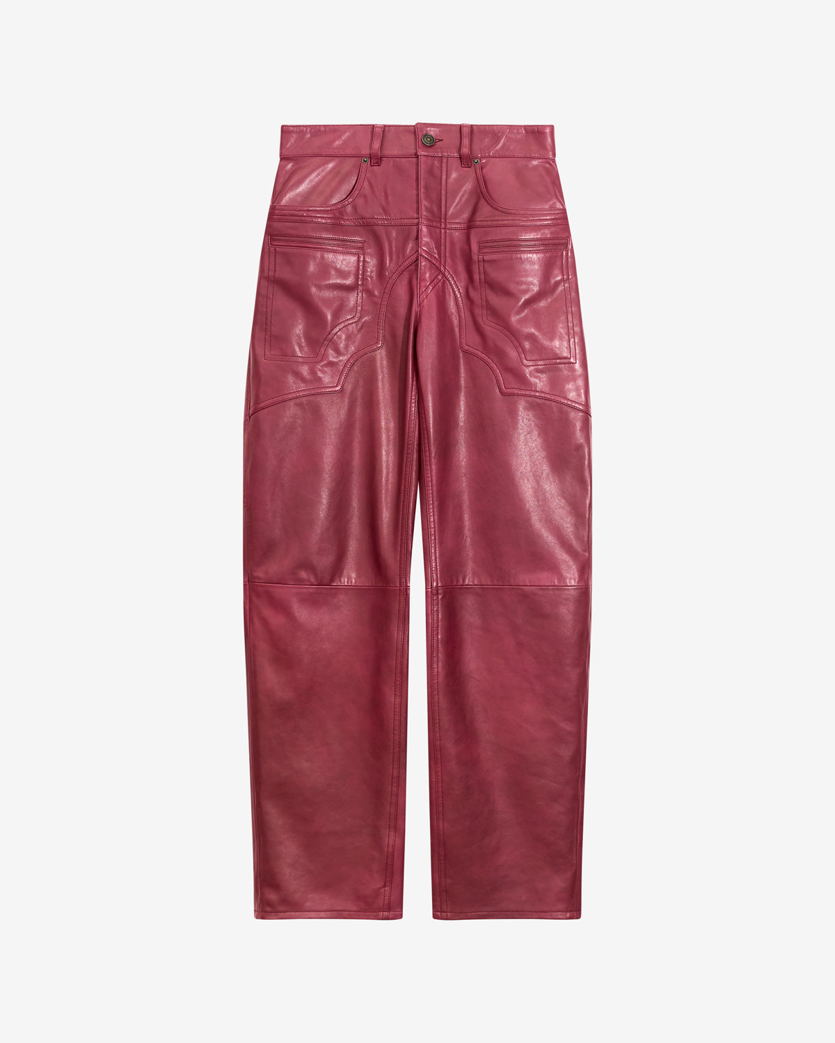 Pantalon breydi en cuir d'agneau à découpes  - Berry - Woman - 5