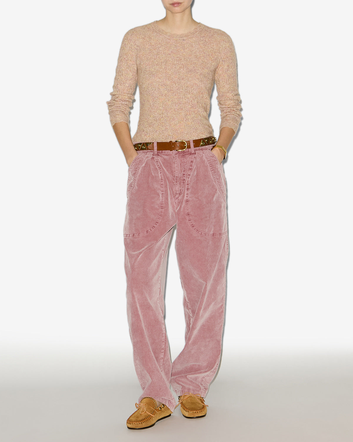 Hose onyta aus cordsamt - Sepia pink - Woman - 1