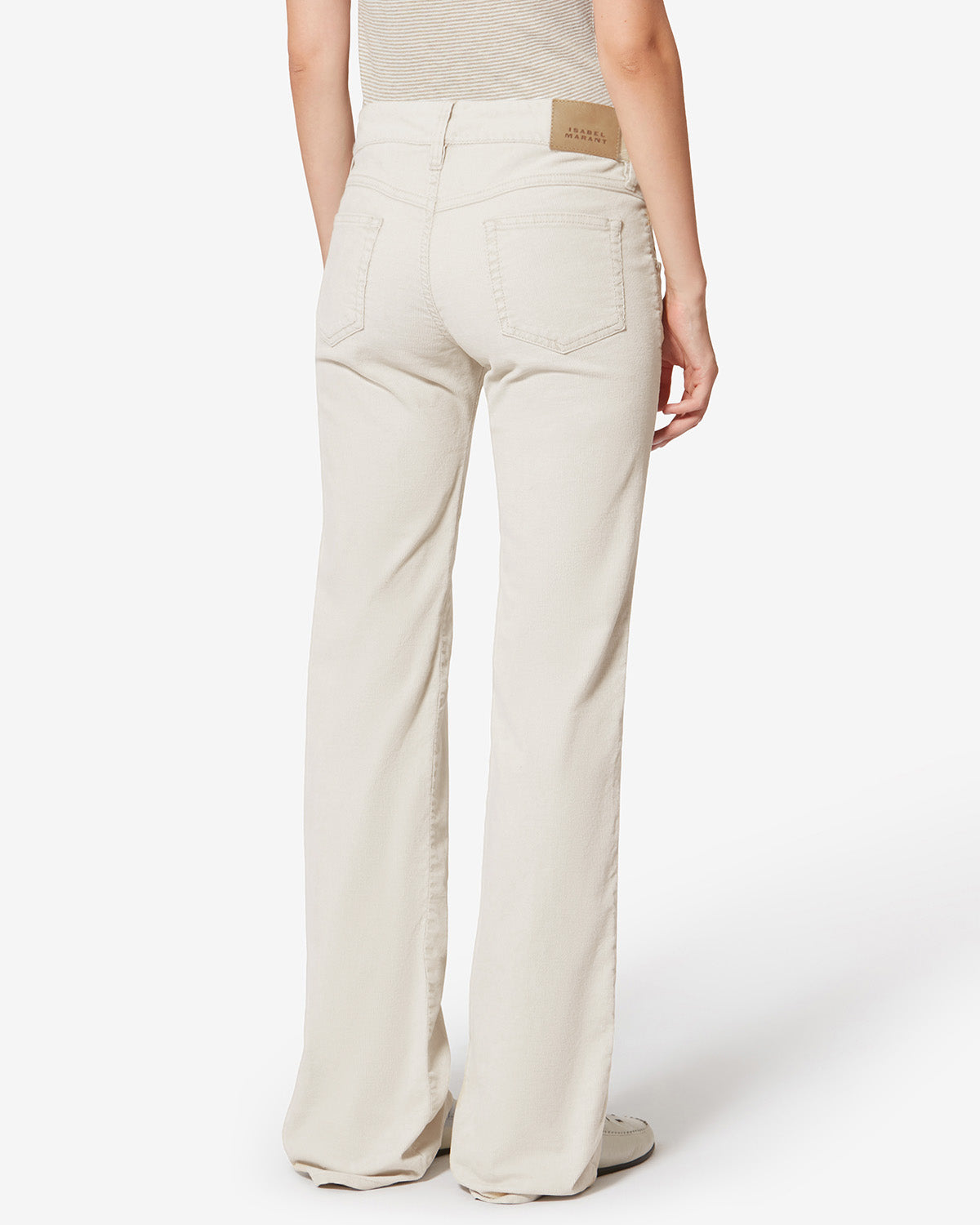 Pantalon bootcut kelly en velours côtelé lavé - Écru - Woman - 4