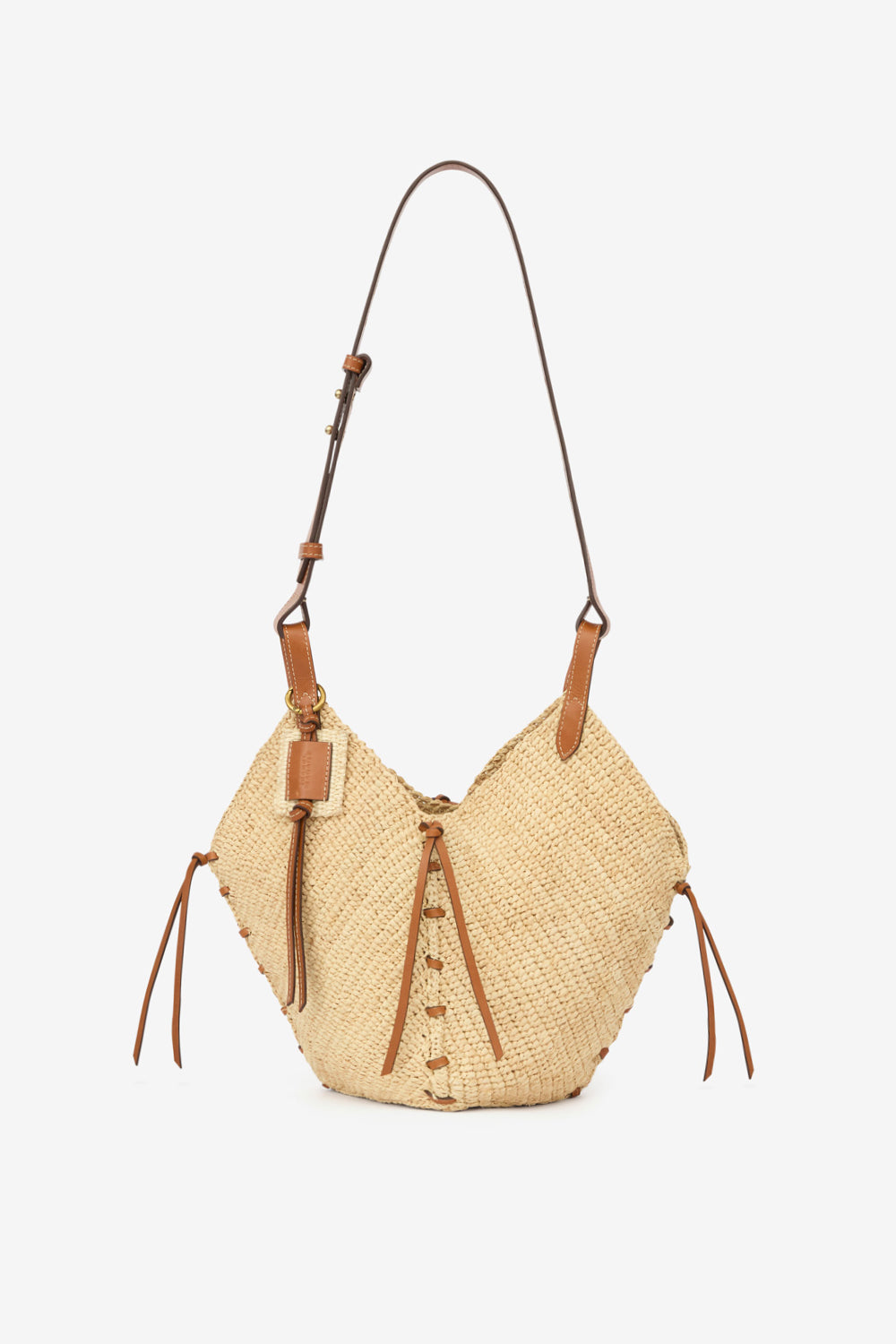 Bolso bandolera tampa mini de rafia - Natural and cognac - Woman - 1