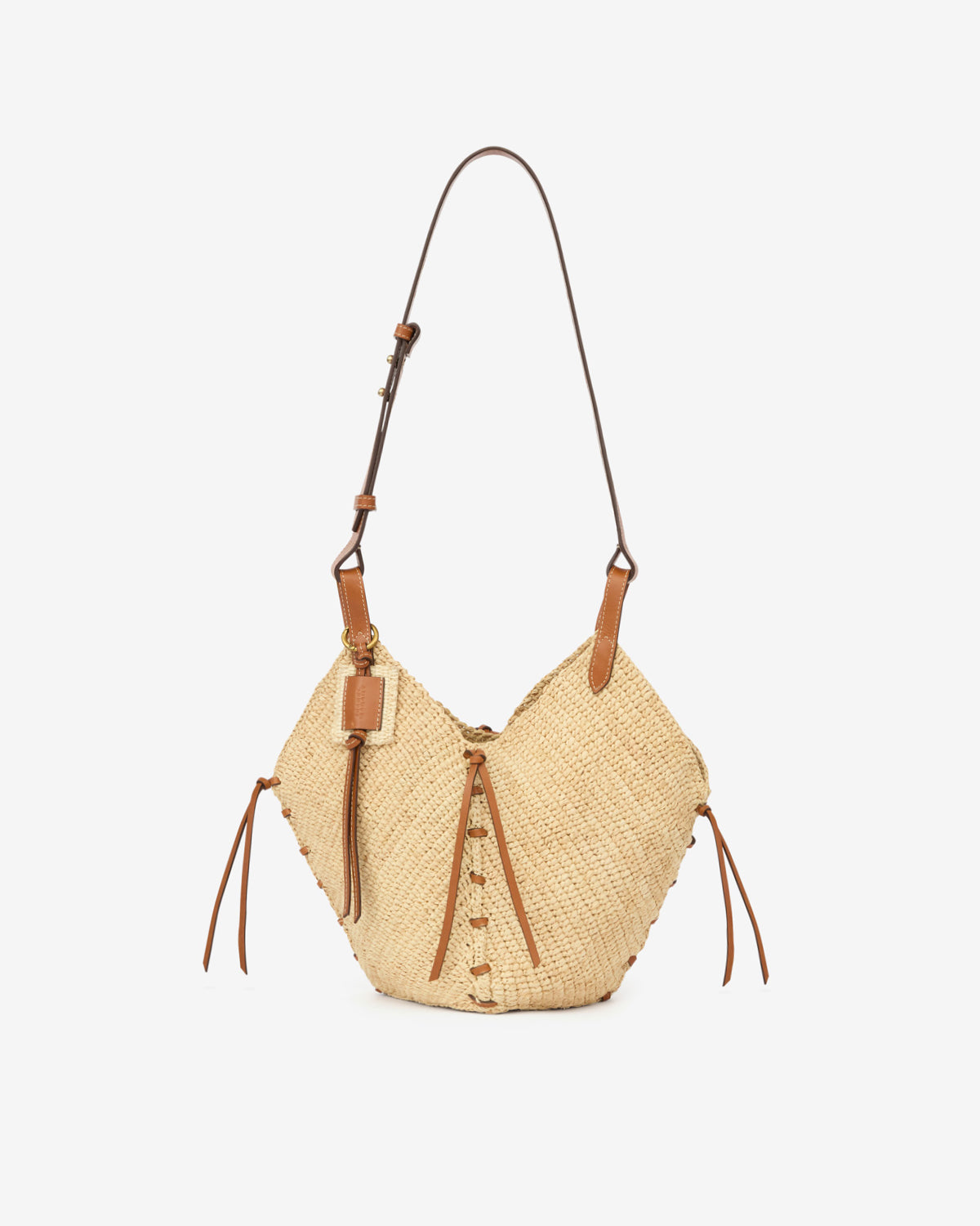 Sac porté épaule tampa mini en raphia  - Naturel et cognac - Woman - 1