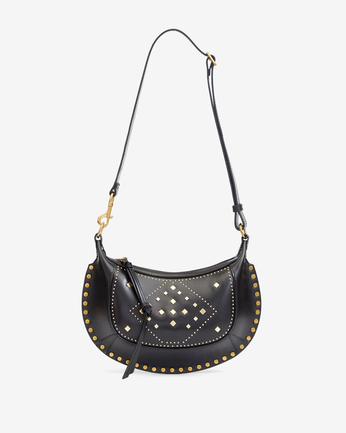 Borsa oskan moon in pelle con motivi grafici borchiati da portare a spalla - Nero - Woman - 5