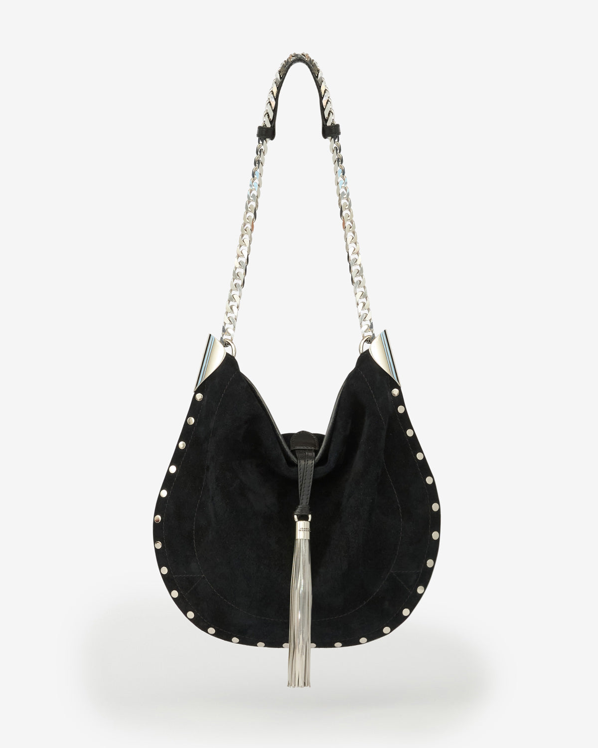 Bolso de hombro en piel de ante de becerro oskan tassel - Black and silver - Woman - 1