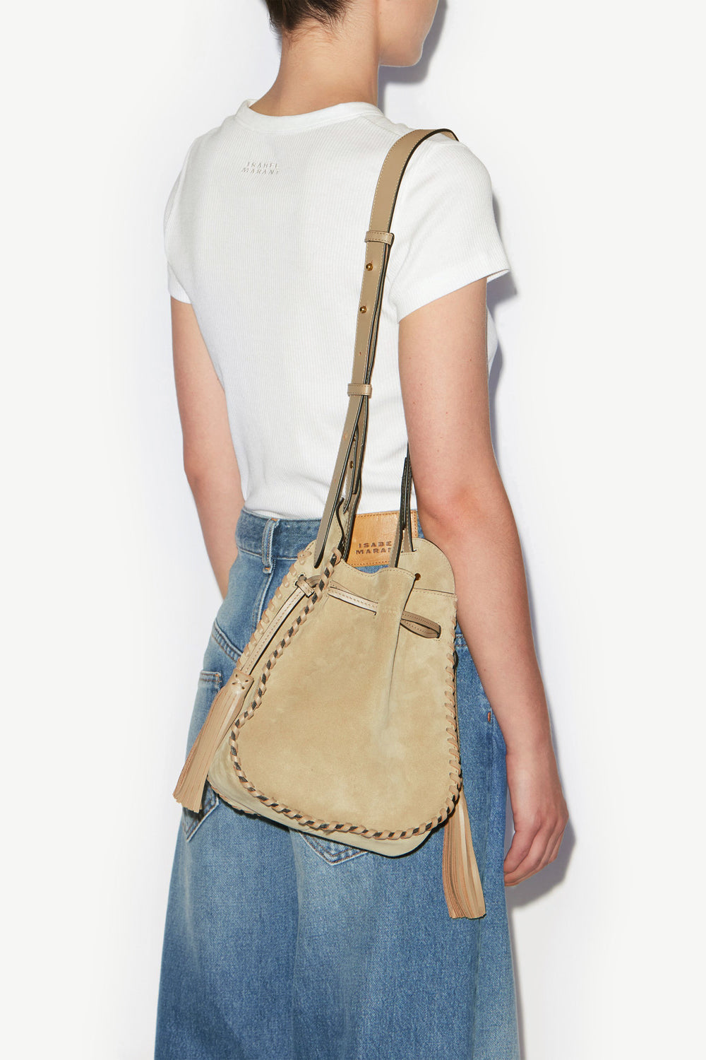 Eimertasche silao aus geflochtenem kalbs-veloursleder - Light beige - Woman - 2