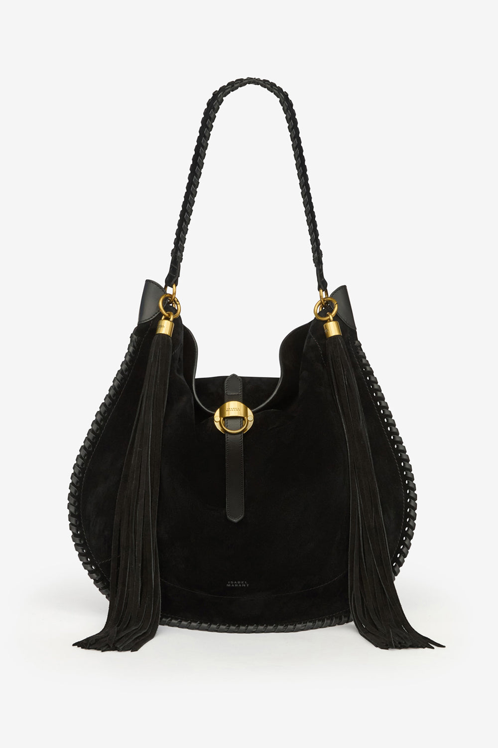 Bolso de piel de ante de becerro trenzada oskan hobo folk  - Negro - Woman - 1