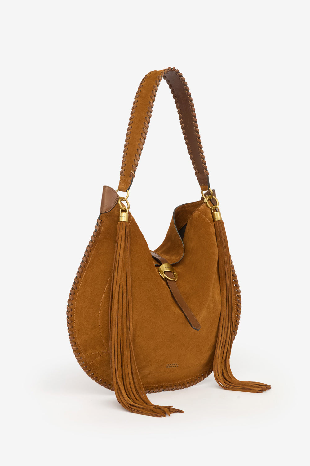 Bolso de piel de ante de becerro trenzada oskan hobo folk - Cognac - Woman - 5