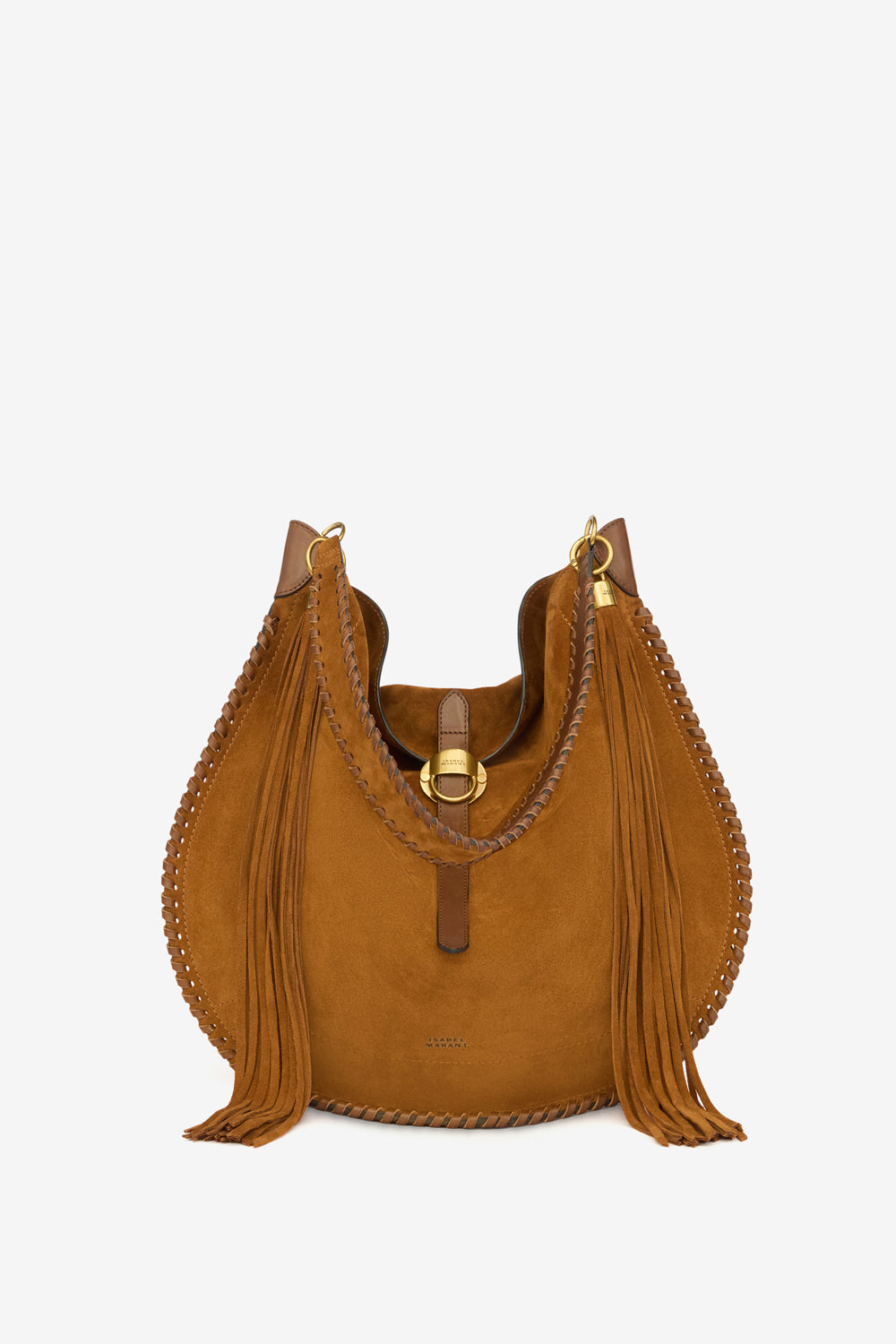 Bolso de piel de ante de becerro trenzada oskan hobo folk - Cognac - Woman - 6