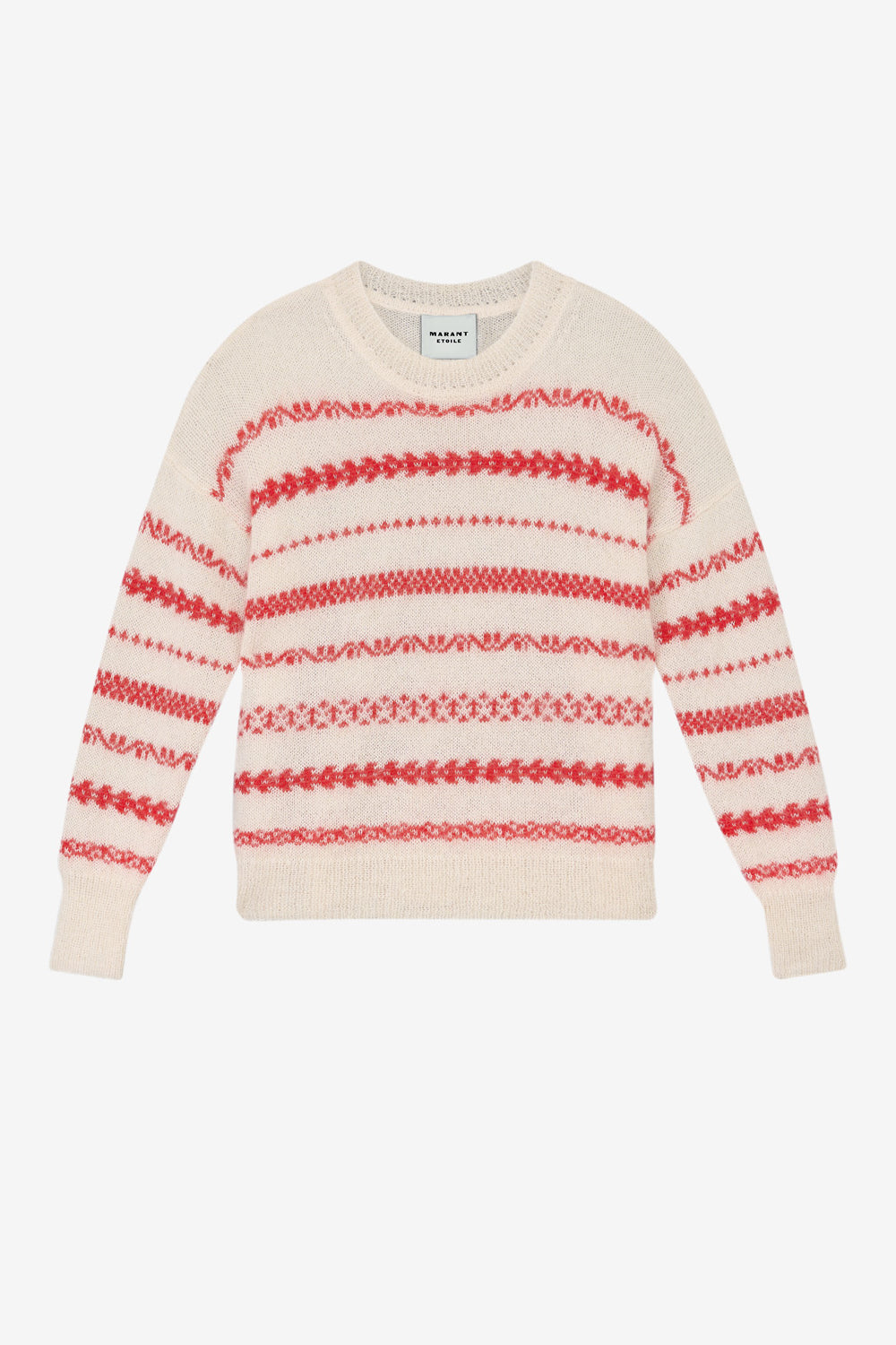 Aretha striped brushed mohair sweater - Ecru and red - Woman - 1