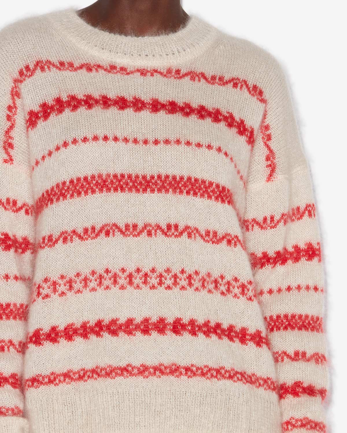 Aretha striped brushed mohair sweater - Ecru and red - Woman - 2