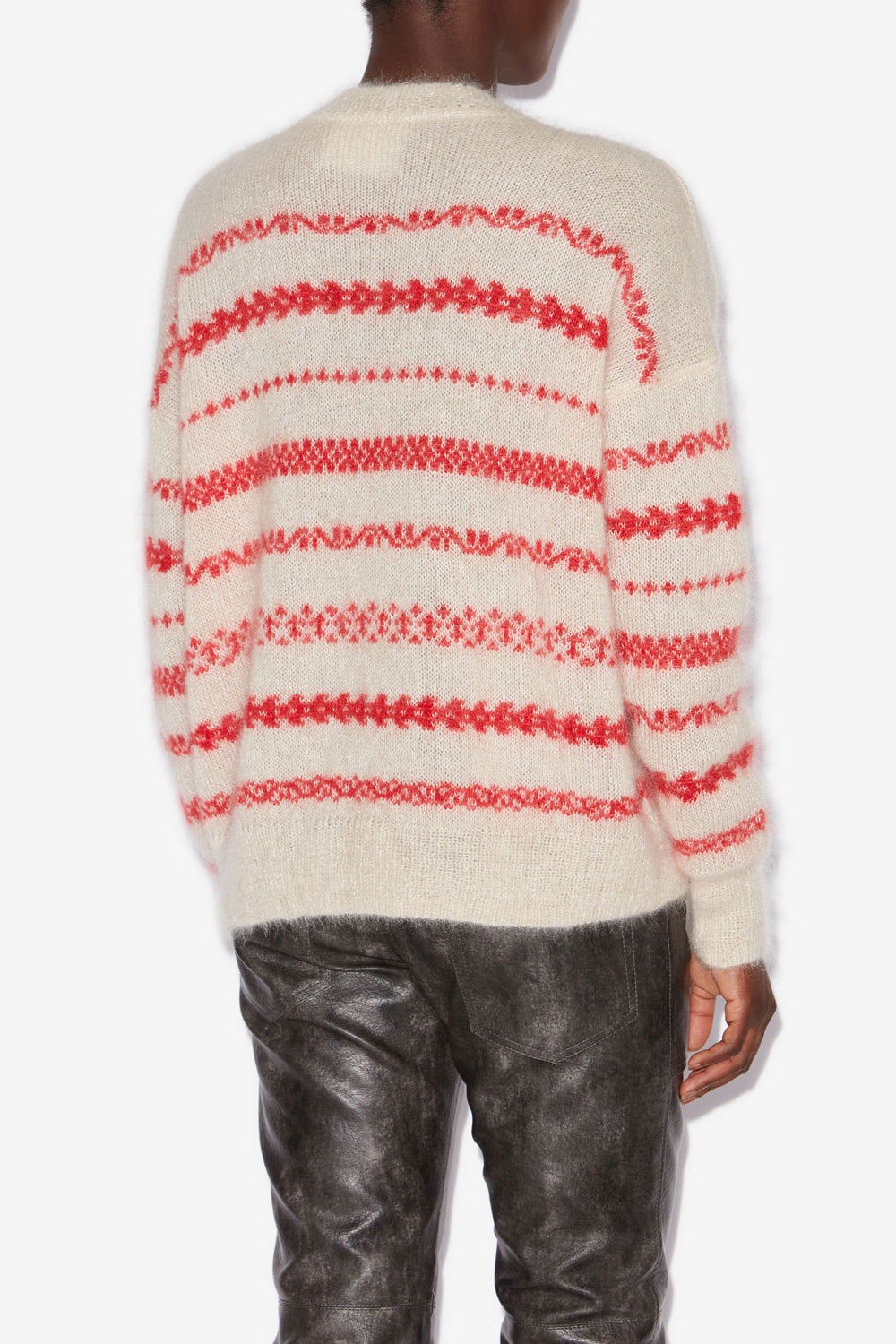 Aretha striped brushed mohair sweater - Ecru and red - Woman - 5