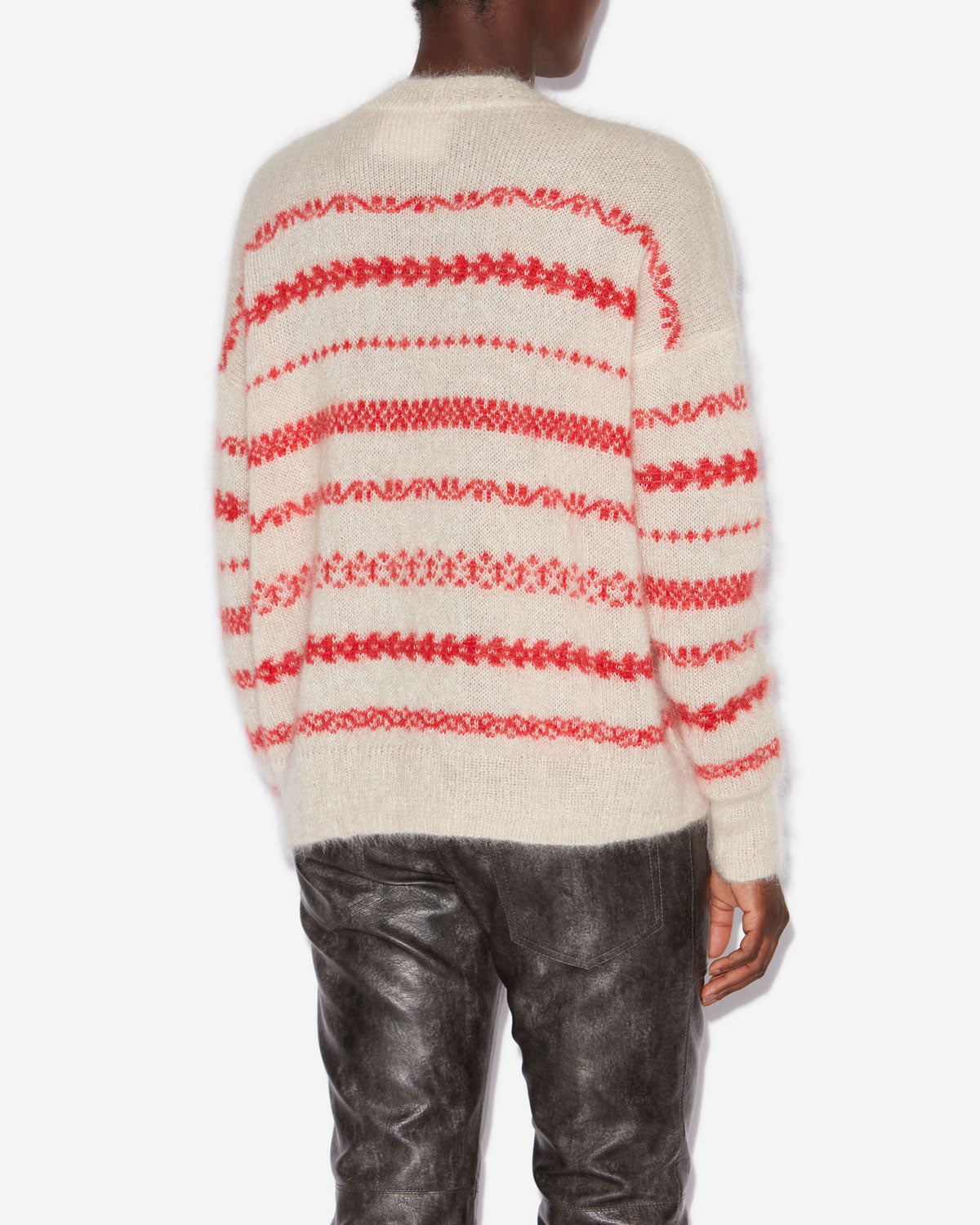 Aretha striped brushed mohair sweater - Ecru and red - Woman - 4