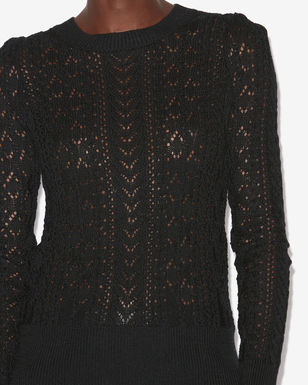 Adonis fitted openwork knit sweater - Black - Woman - 2