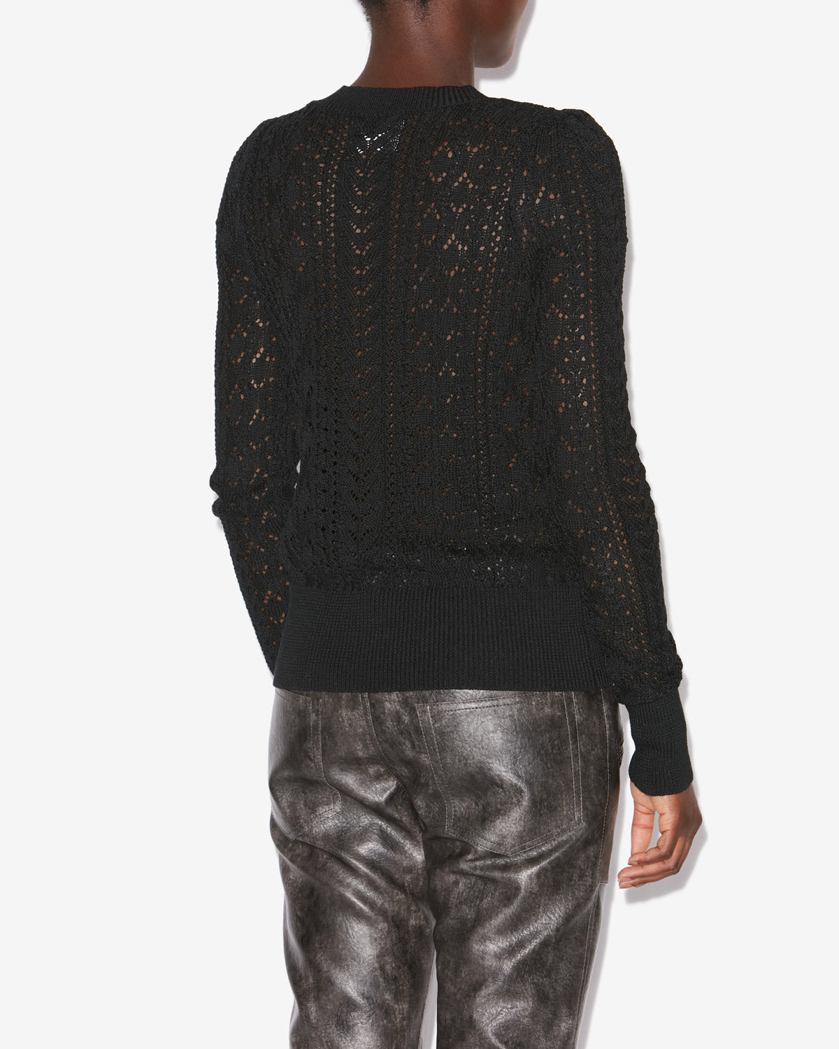 Adonis fitted openwork knit sweater - Black - Woman - 4