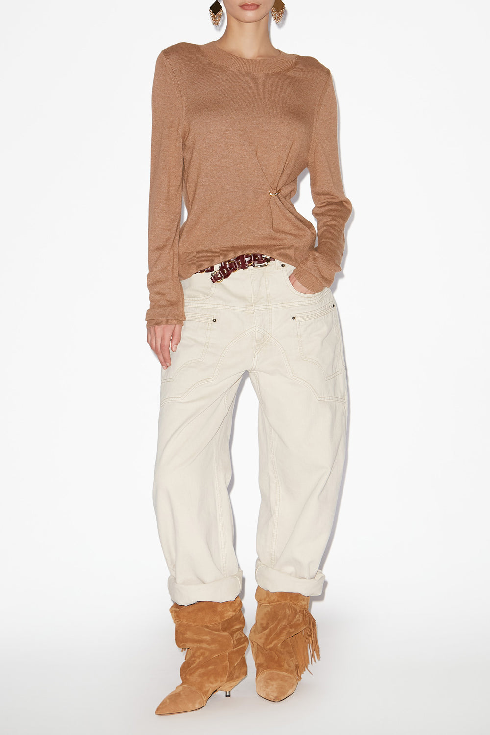 Cosima draped knit sweater - Camel - Woman - 2