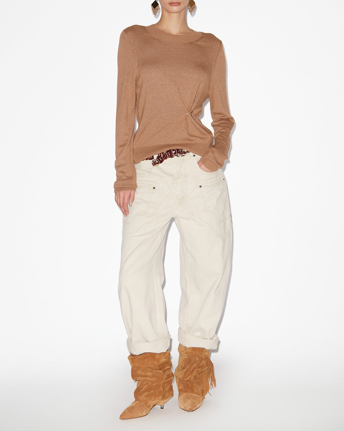 Cosima draped knit sweater - Camel - Woman - 1