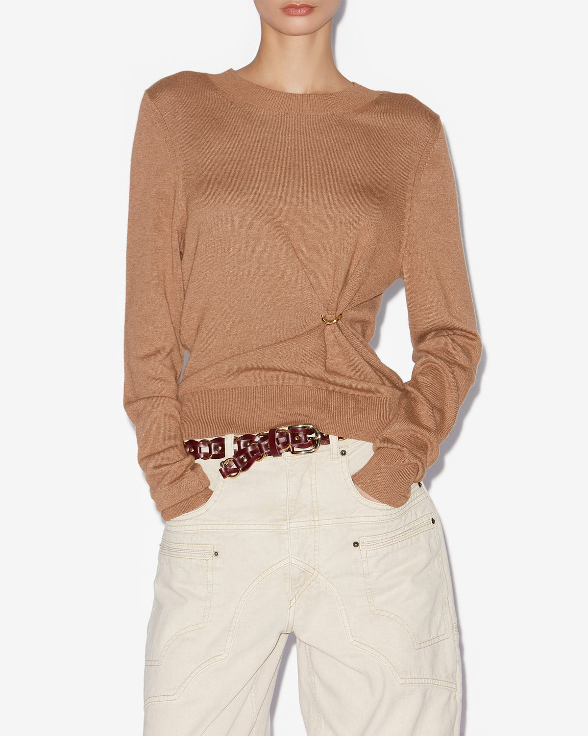 Cosima draped knit sweater - Camel - Woman - 3