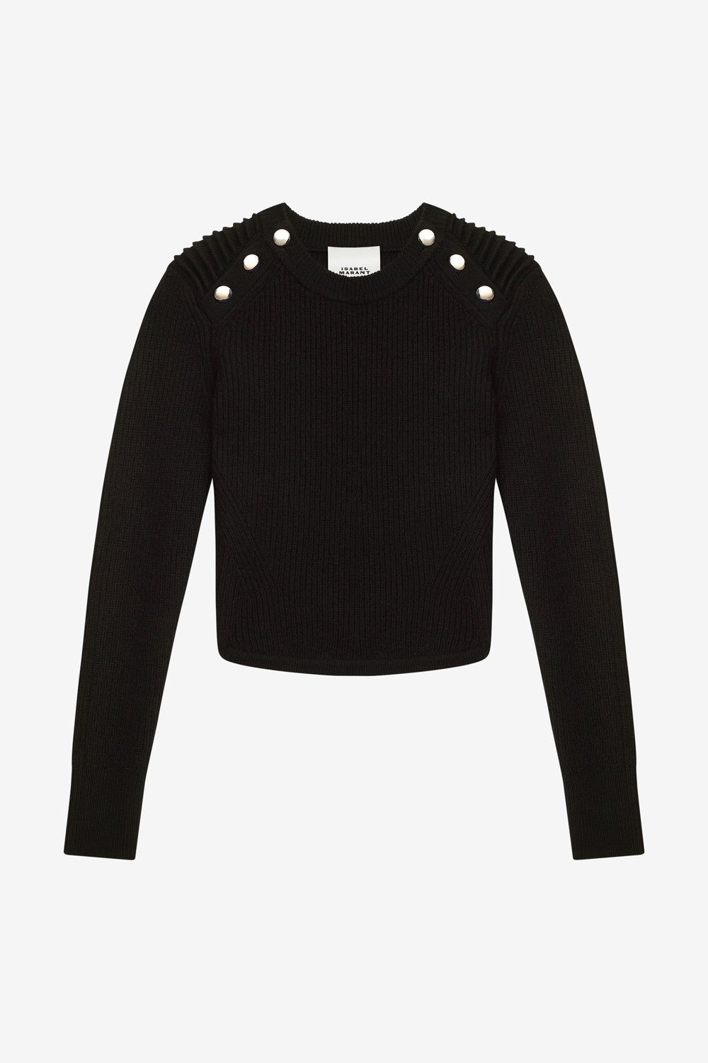 Pullover nust aus gerippter merinowolle - Schwarz - Woman - 1