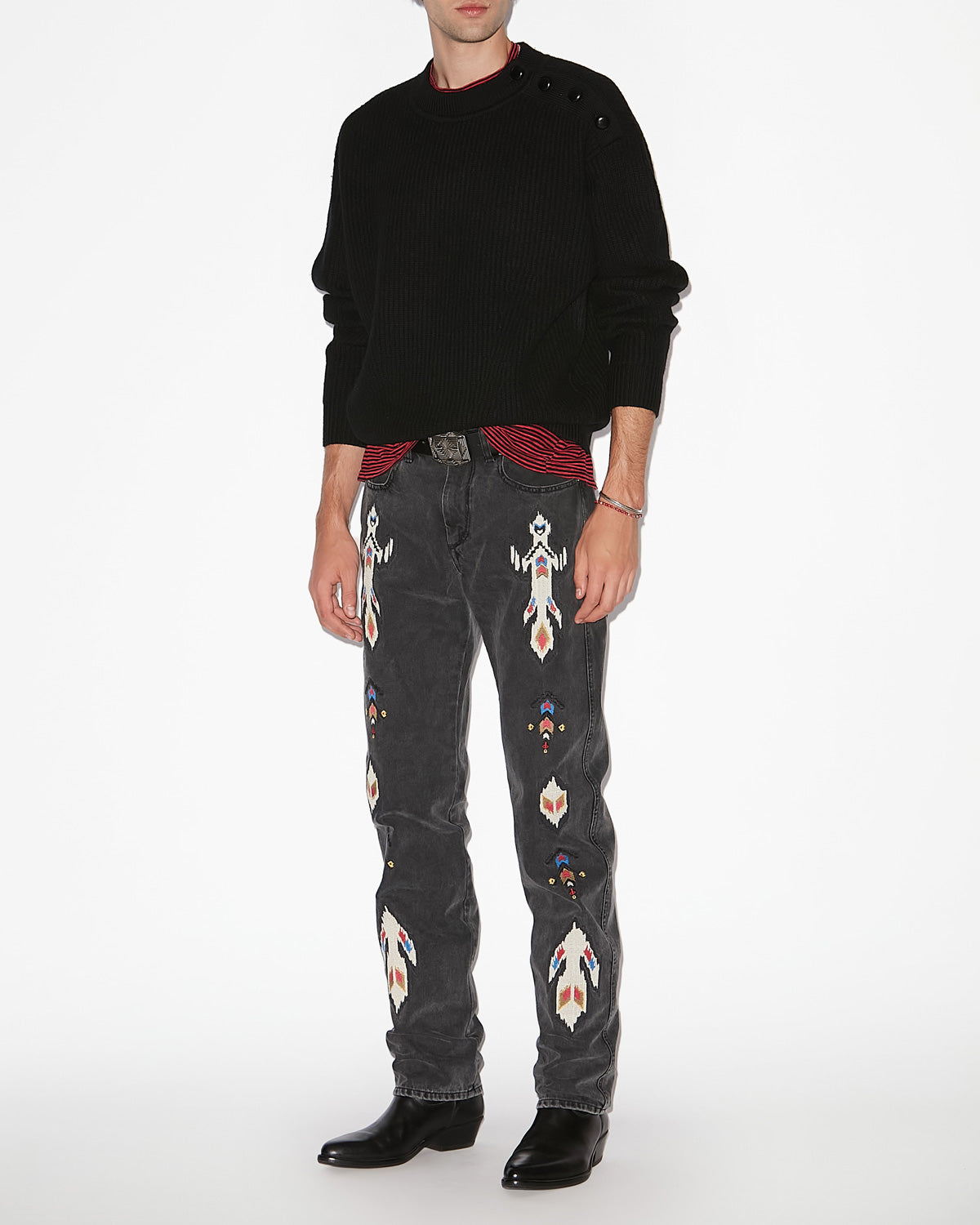 루델 메리노 울 스웨터 - 검은색 - Man - 1