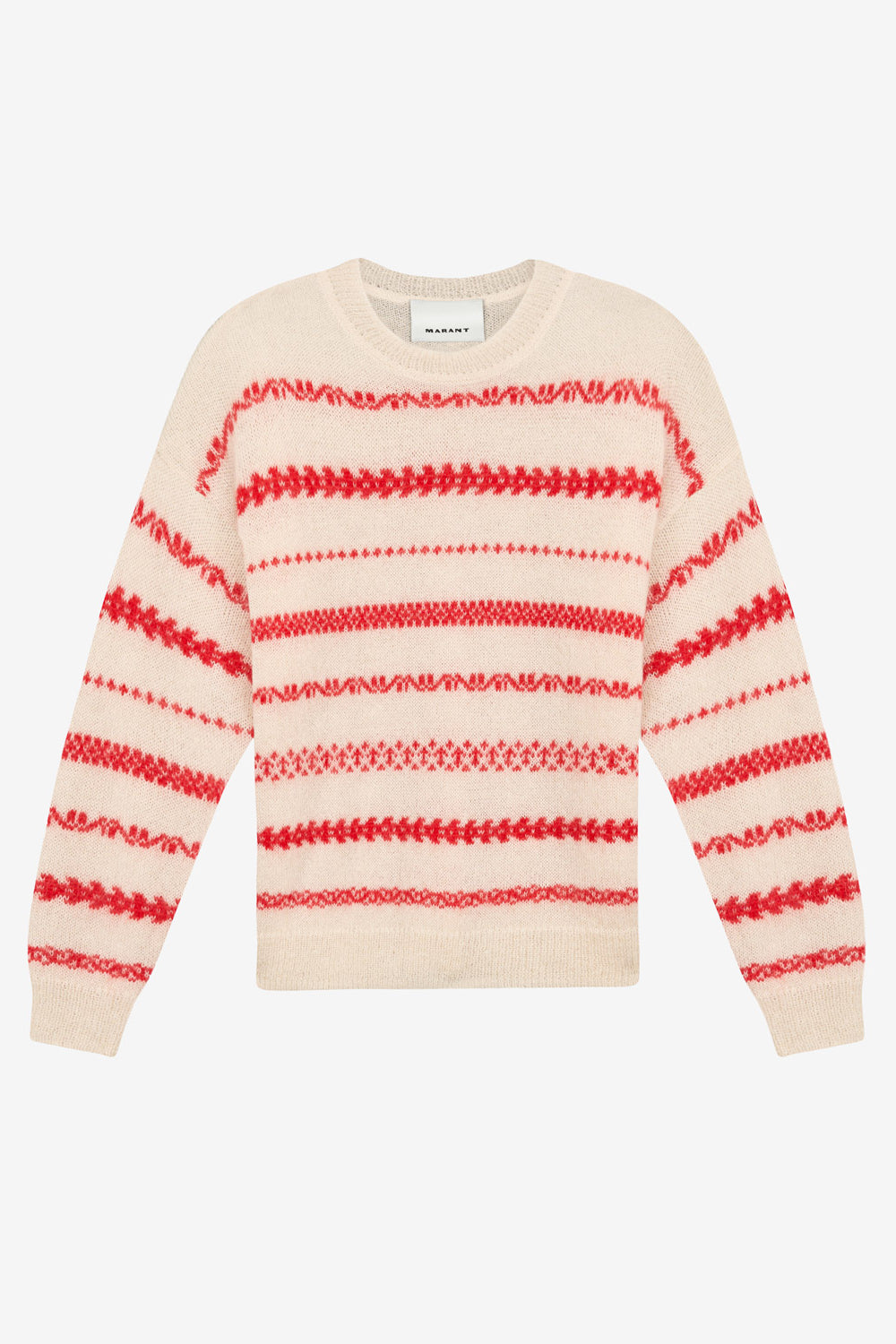 아모리 스트라이프 브러싱 마감 모헤어 스웨터 - Ecru and red - Man - 1