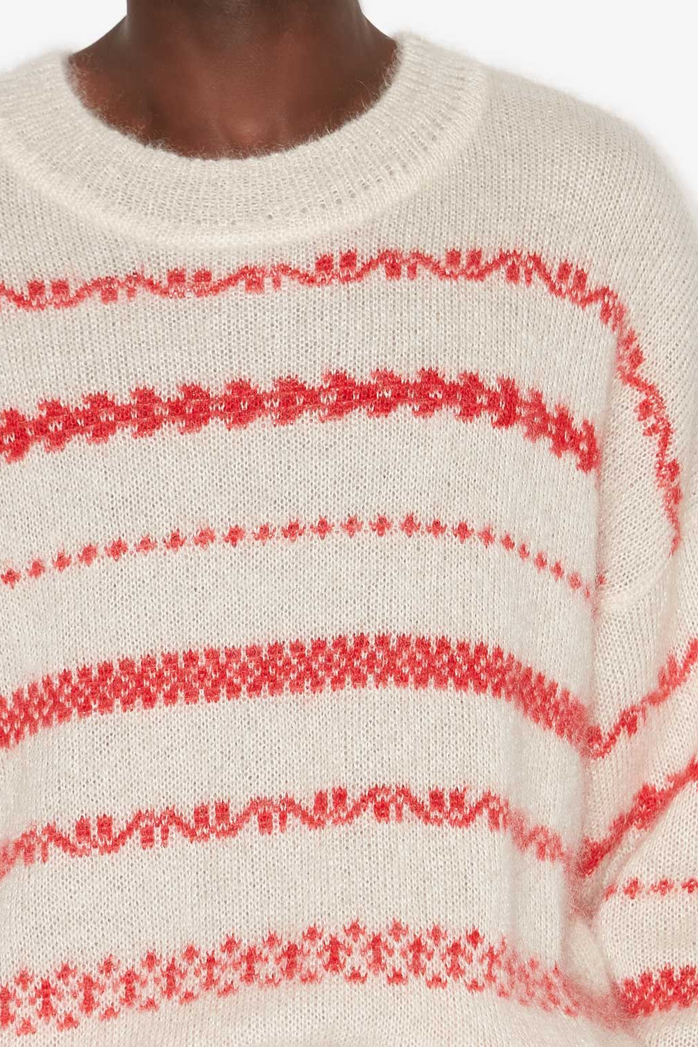 아모리 스트라이프 브러싱 마감 모헤어 스웨터 - Ecru and red - Man - 3