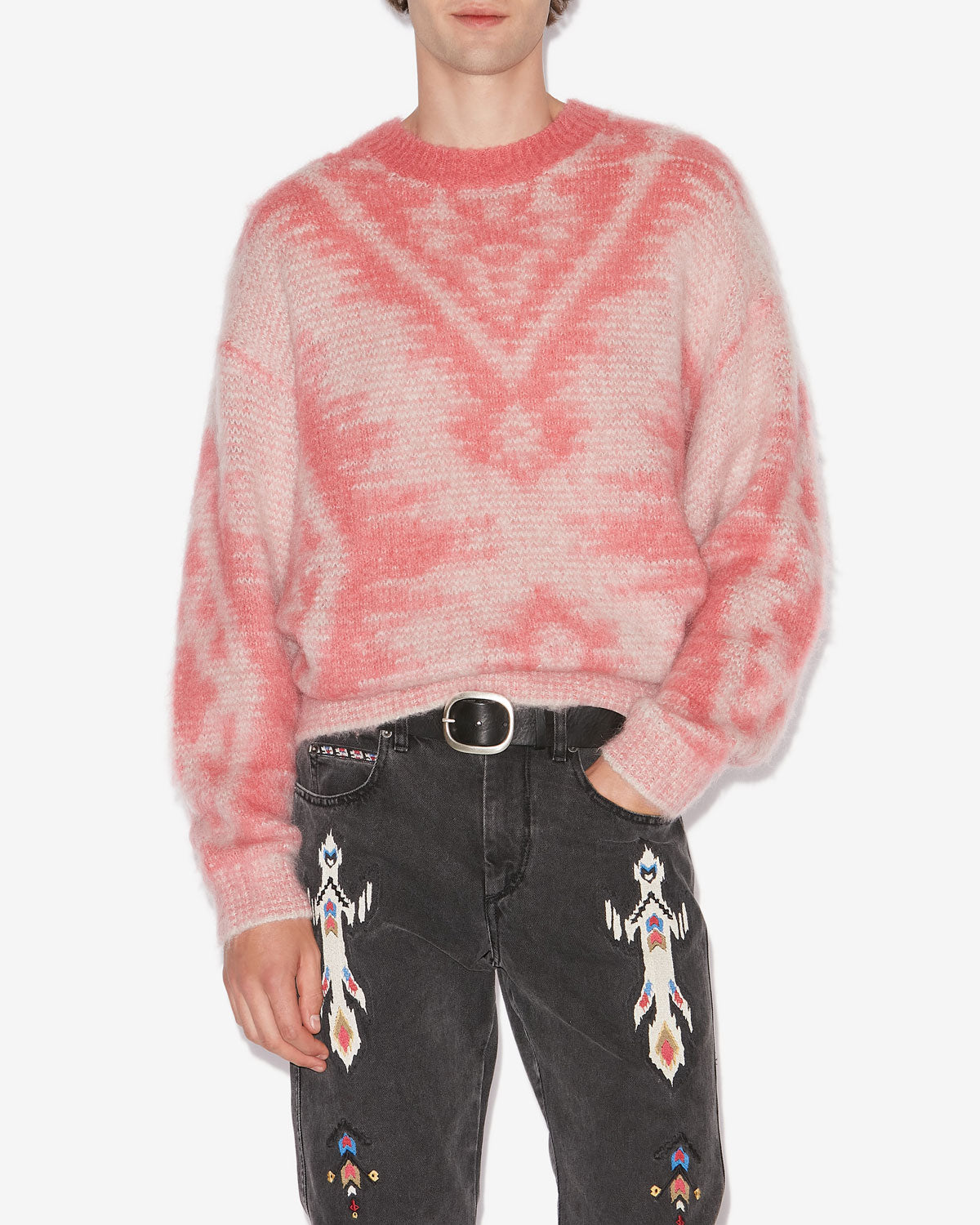 Fabo mohair ikat pattern sweater - Pink - Man - 3
