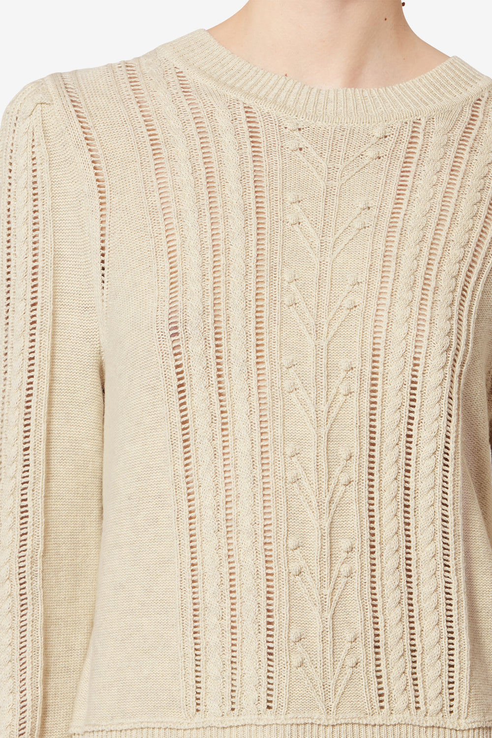 Maglione kalyn in misto cotone traforato - Light gray - Woman - 3