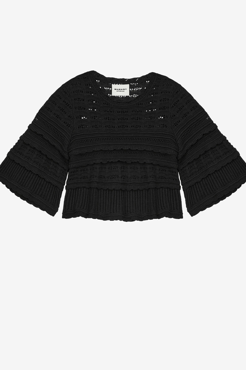 Azelia loose-fitting openwork knit sweater - Black - Woman - 1