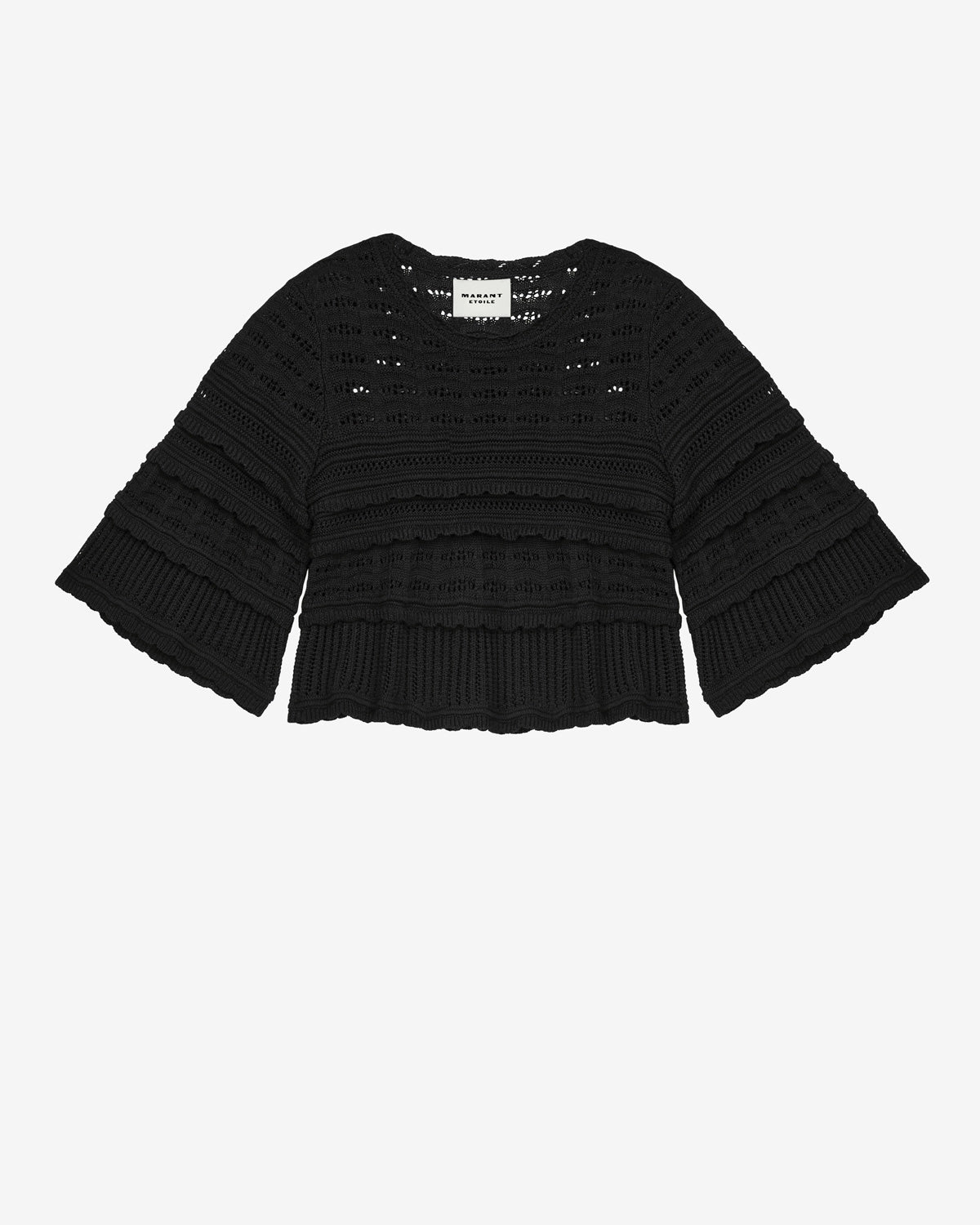 Azelia loose-fitting openwork knit sweater - Black - Woman - 5