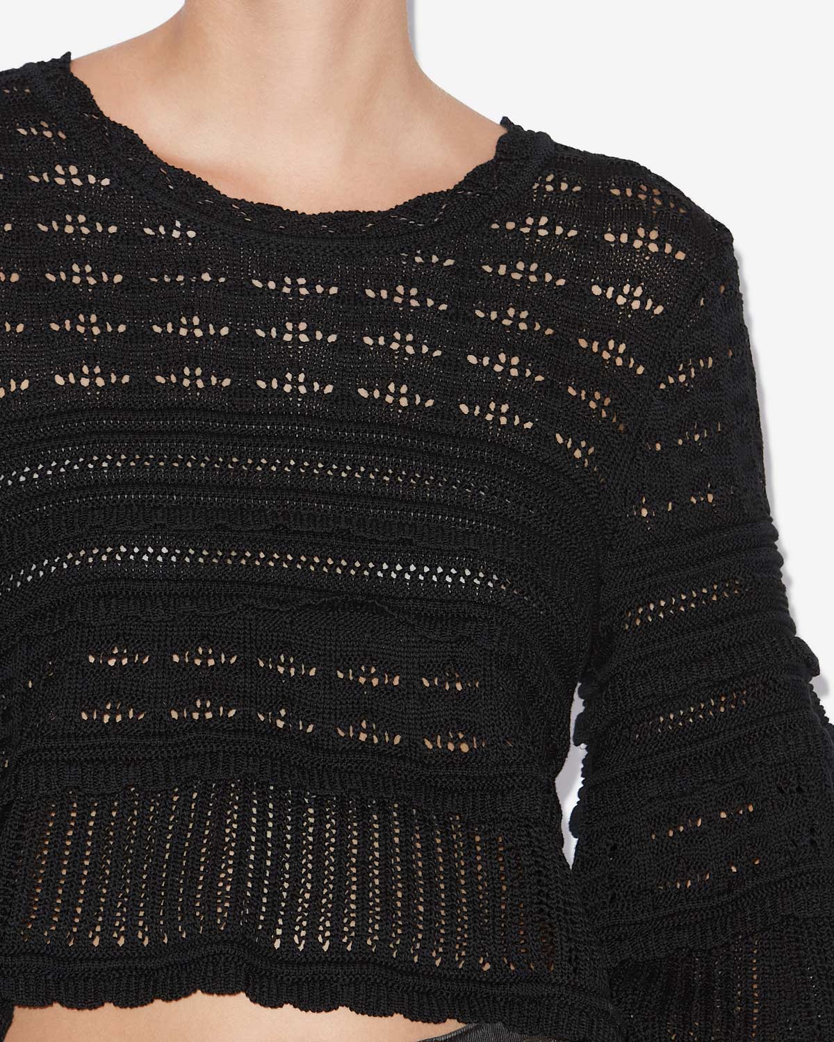 Azelia loose-fitting openwork knit sweater - Black - Woman - 2