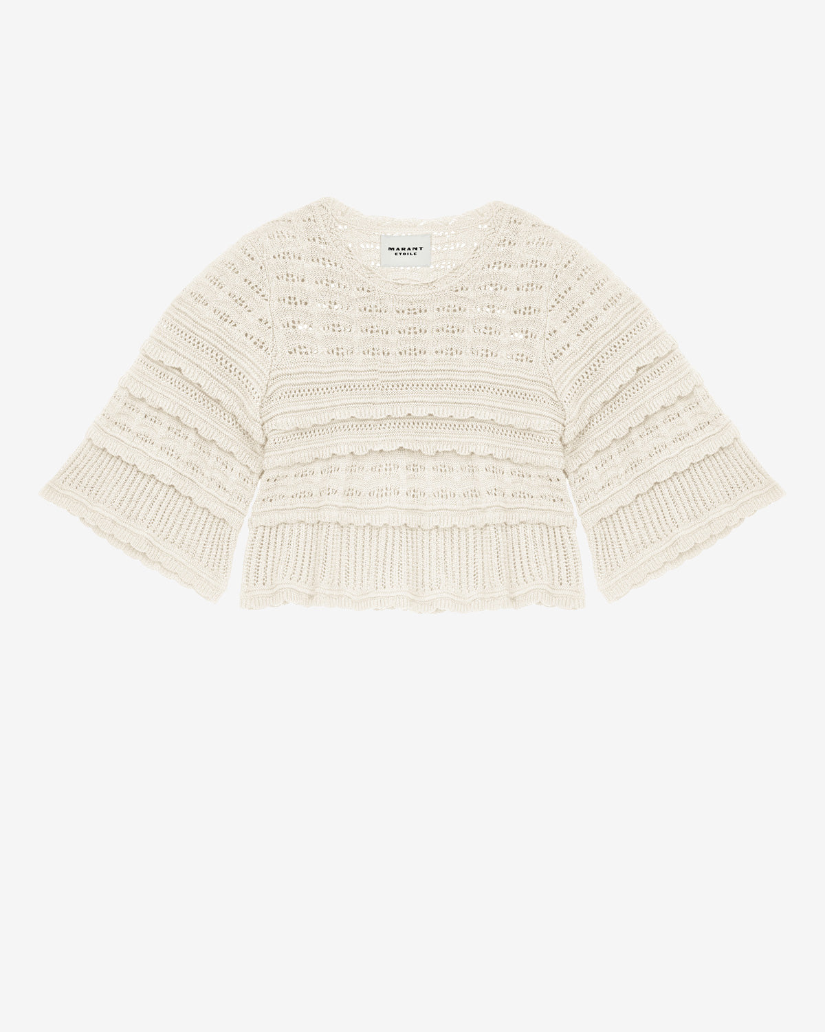 Azelia loose-fitting openwork knit sweater - Ecru - Woman - 5