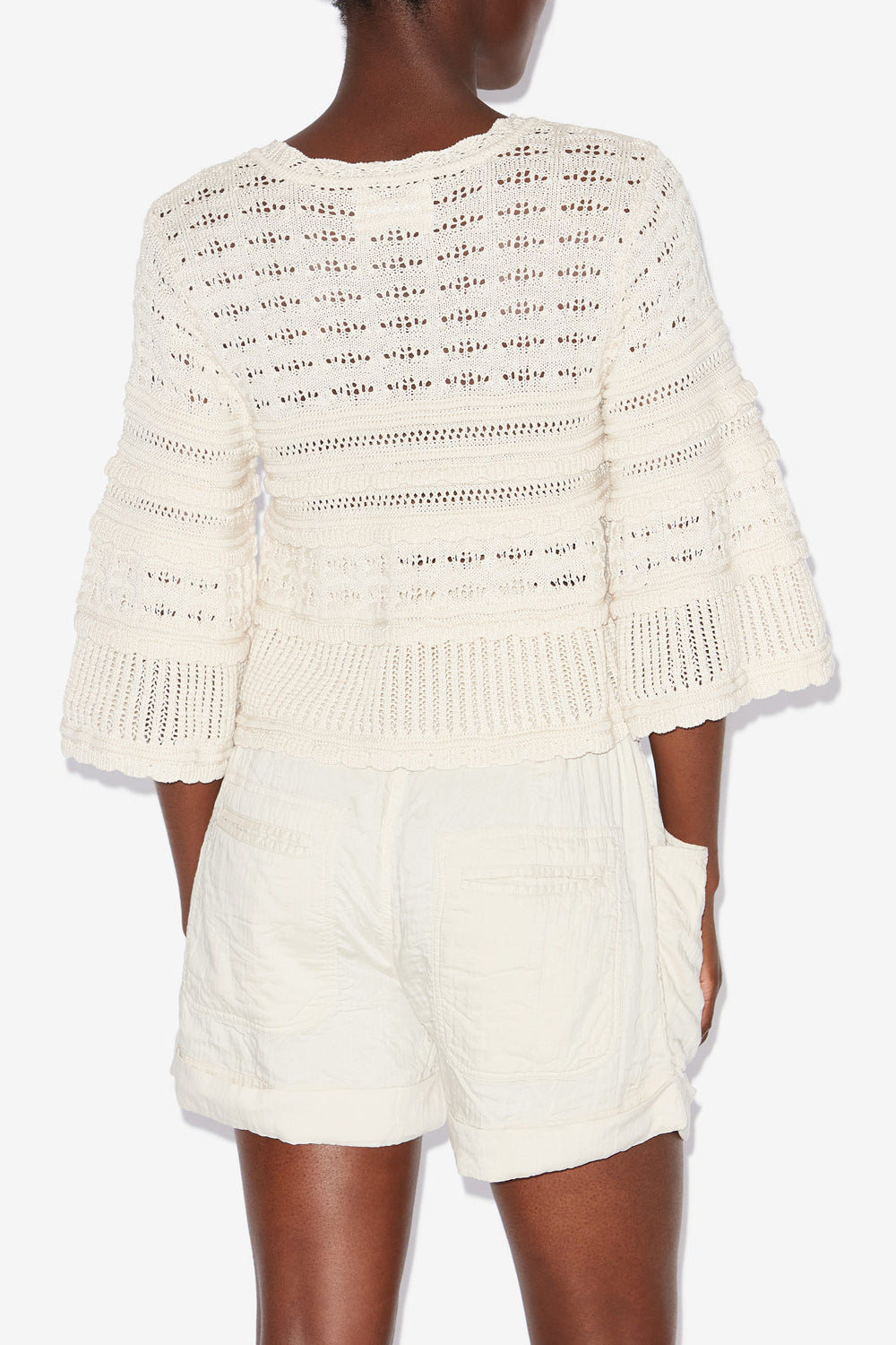 Azelia loose-fitting openwork knit sweater - Ecru - Woman - 5