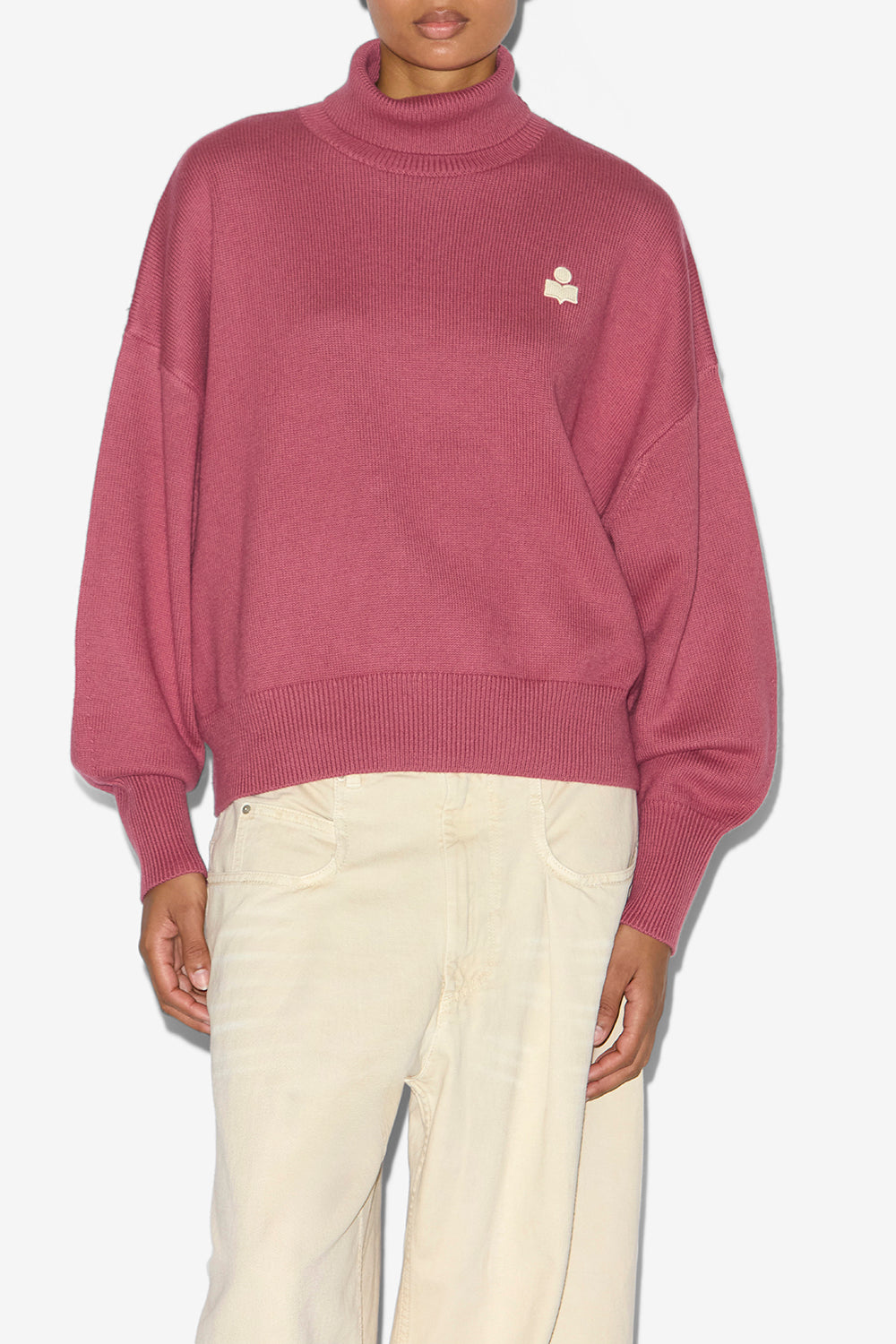 Nasha wool and cotton stand-up collar sweater - Antique pink - Woman - 4