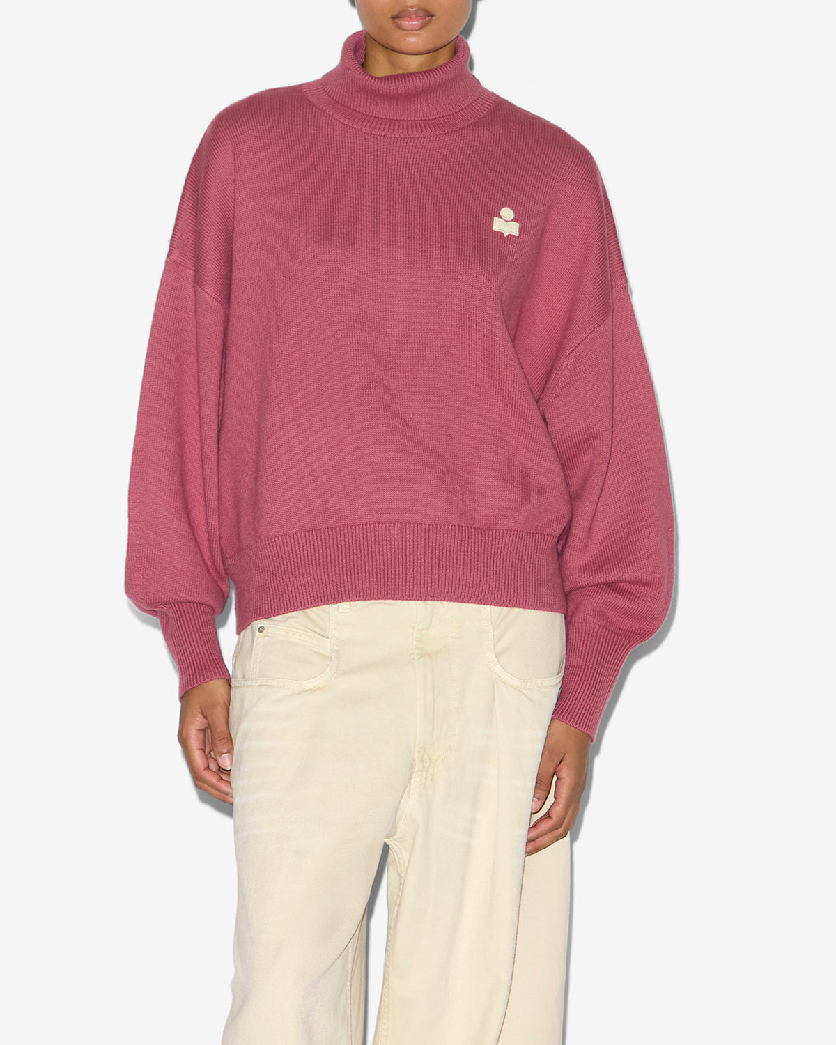 Nasha wool and cotton stand-up collar sweater - Antique pink - Woman - 3