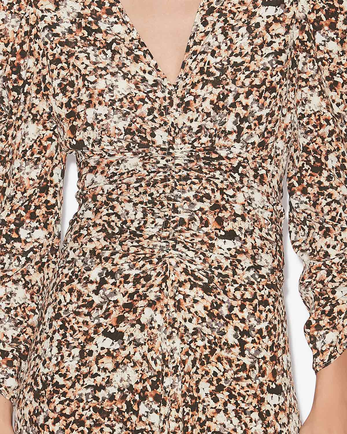 Gerafftes midikleid albini aus seidenmischgewebe - Ochre-ecru - Woman - 2