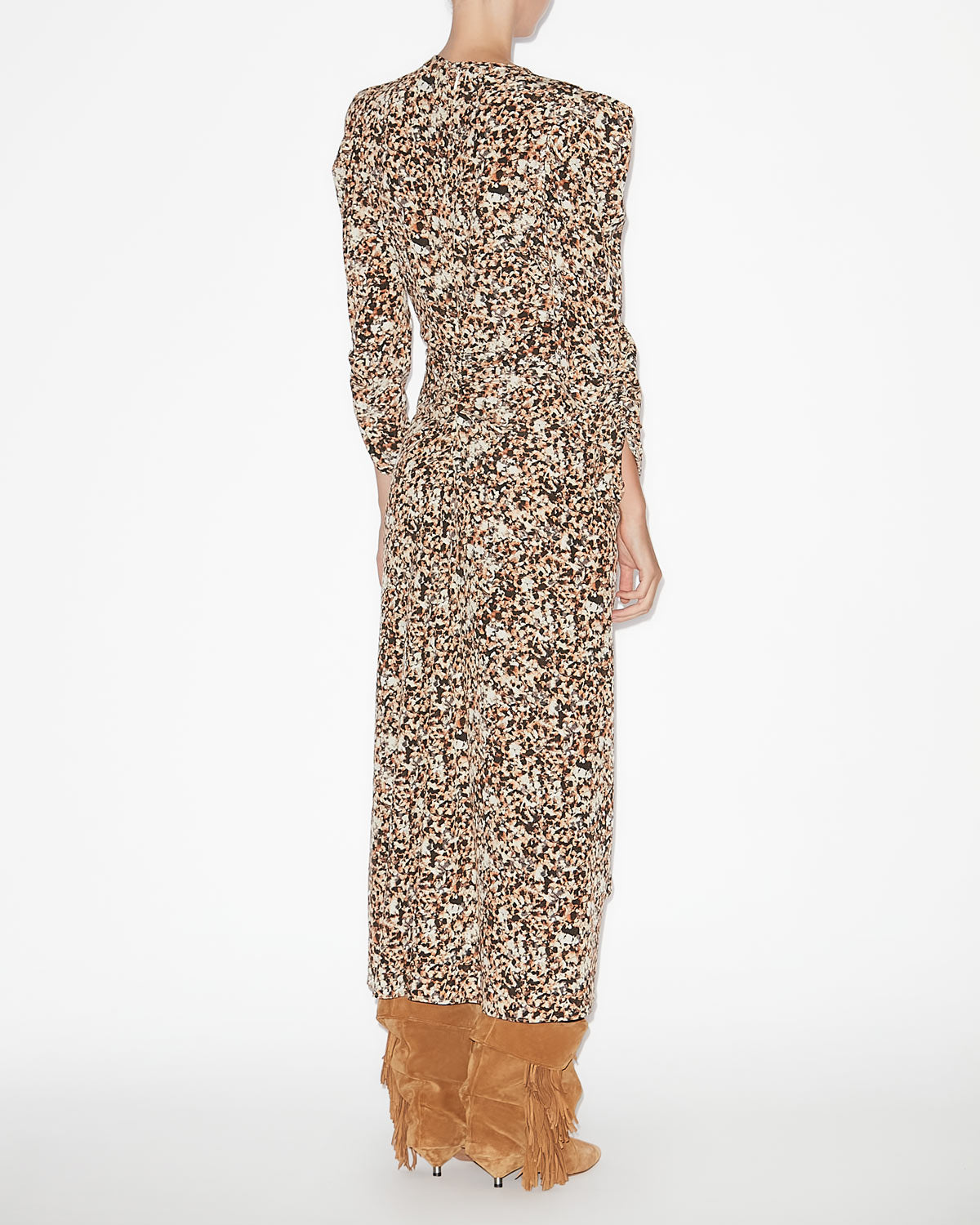 Gerafftes midikleid albini aus seidenmischgewebe - Ochre-ecru - Woman - 3