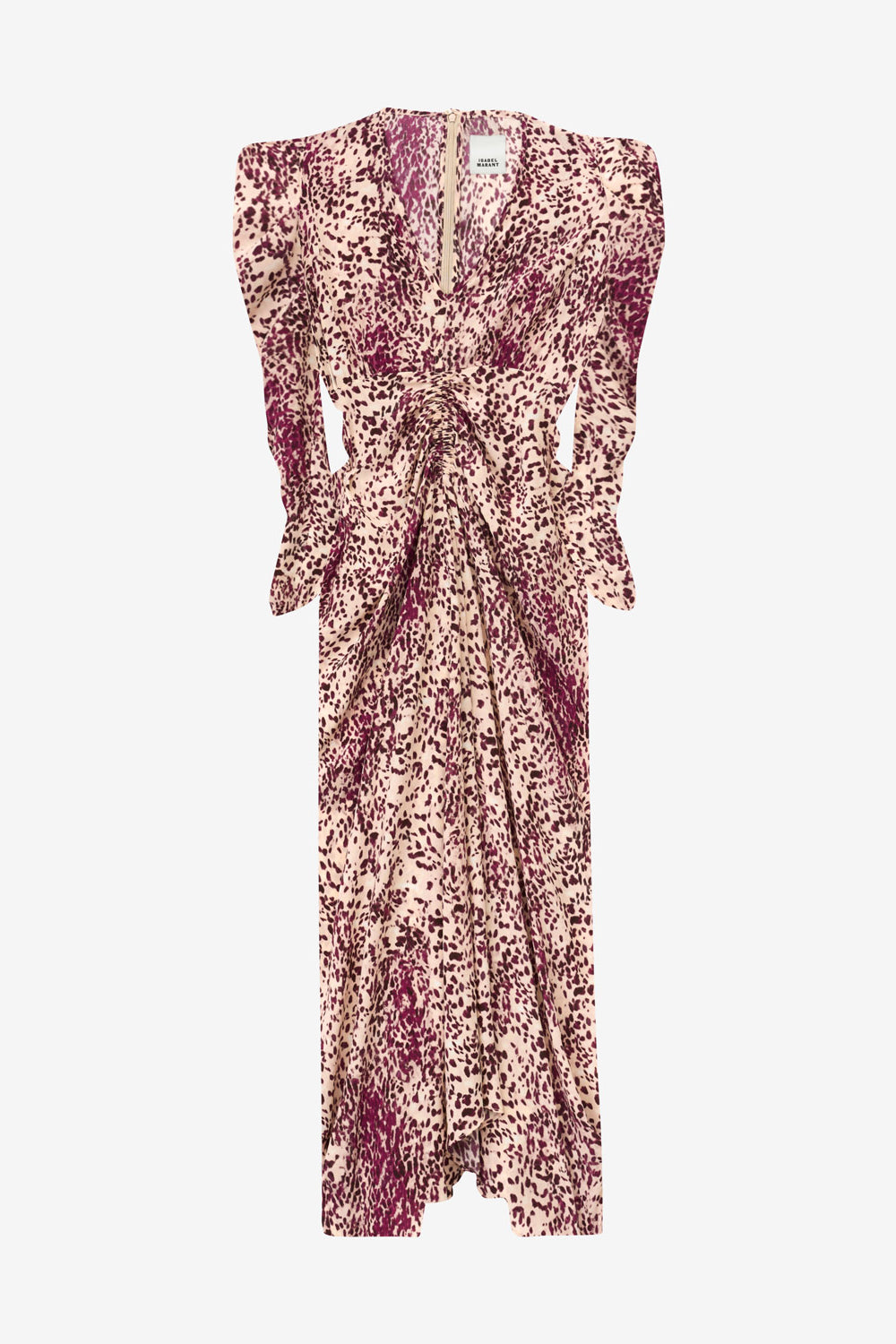 Abito albini midi arricciato in misto seta - Purple-ecru - Woman - 1