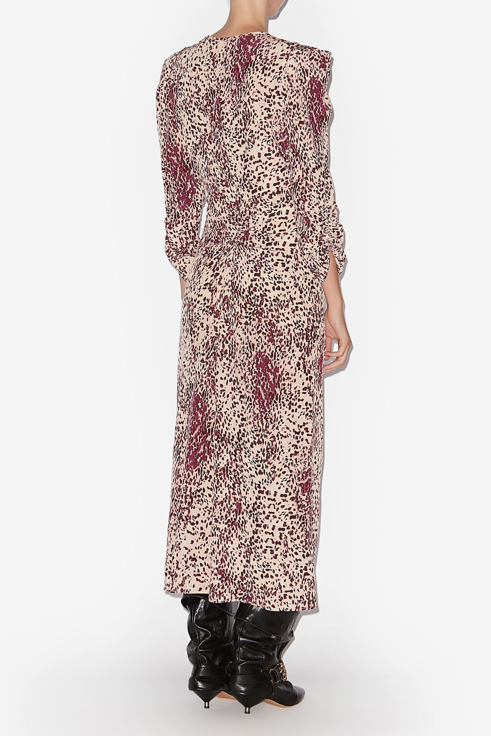 Abito albini midi arricciato in misto seta - Purple-ecru - Woman - 4