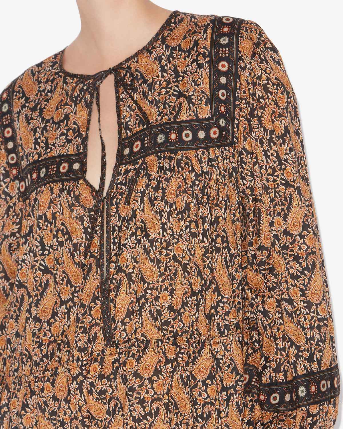 Abito lungo grelia in voile di cotone con stampa - Nero - Woman - 2