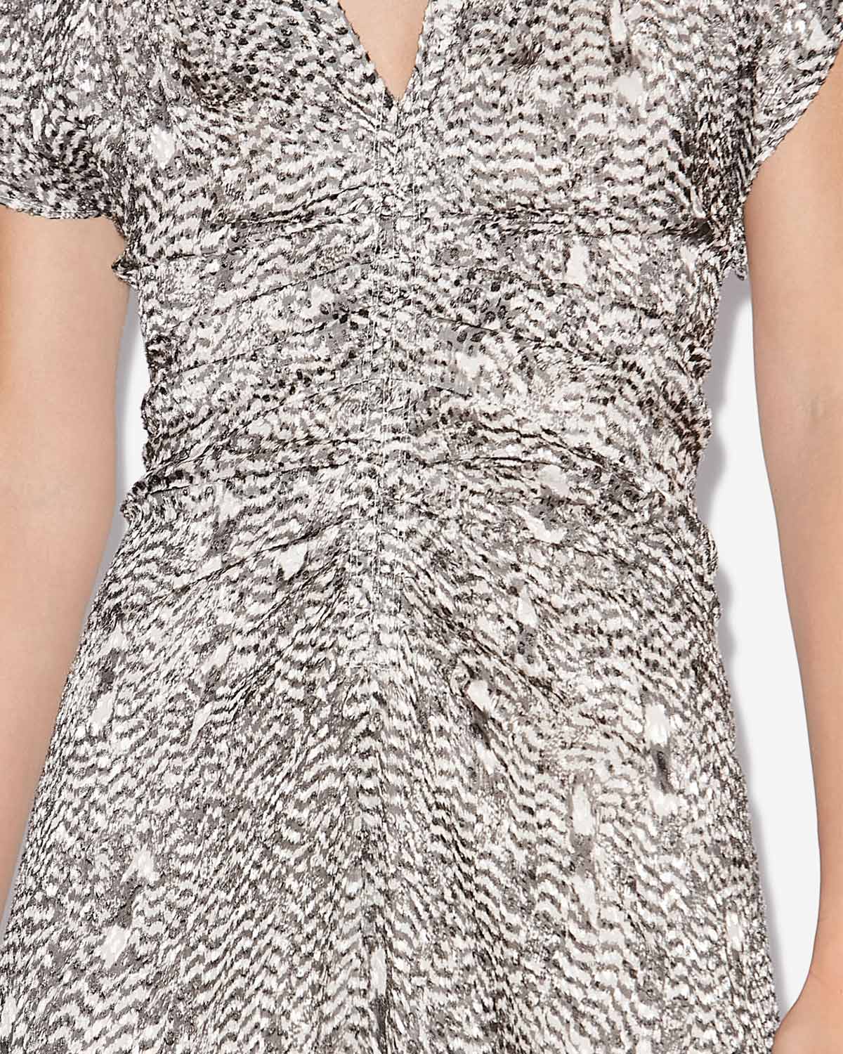 Robe midi lyndsay en velours dévoré - Noir et écru - Woman - 2