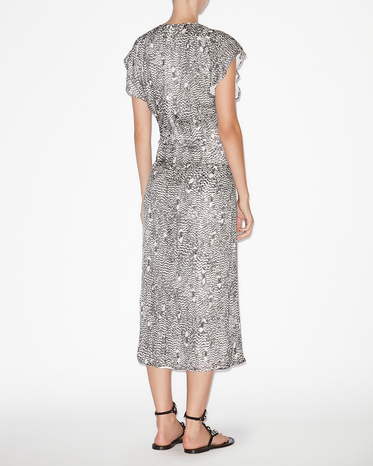 Robe midi lyndsay en velours dévoré - Noir et écru - Woman - 3