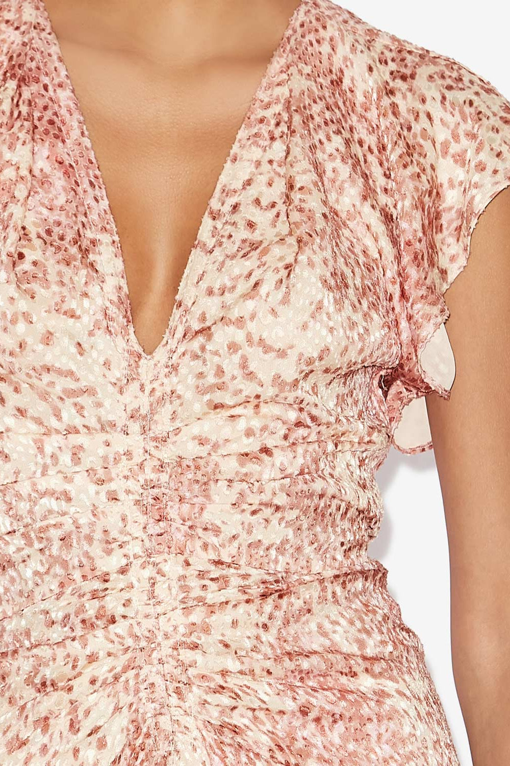 Abito midi lyndsay in velluto dévoré - Light red/ecru - Woman - 3