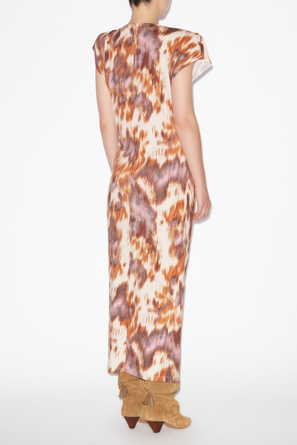 Abito lungo nadela in jersey con stampa - Ecru-ochre - Woman - 4