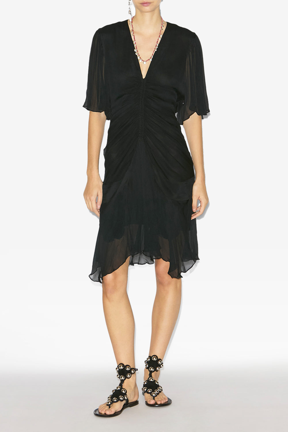 Robe courte vivienne en mousseline  - Noir - Woman - 2