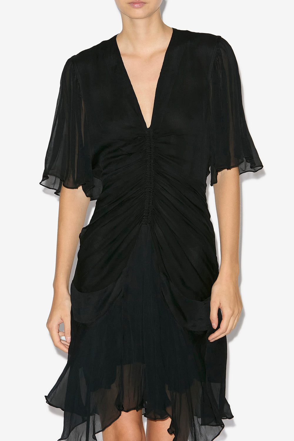 Robe courte vivienne en mousseline  - Noir - Woman - 4
