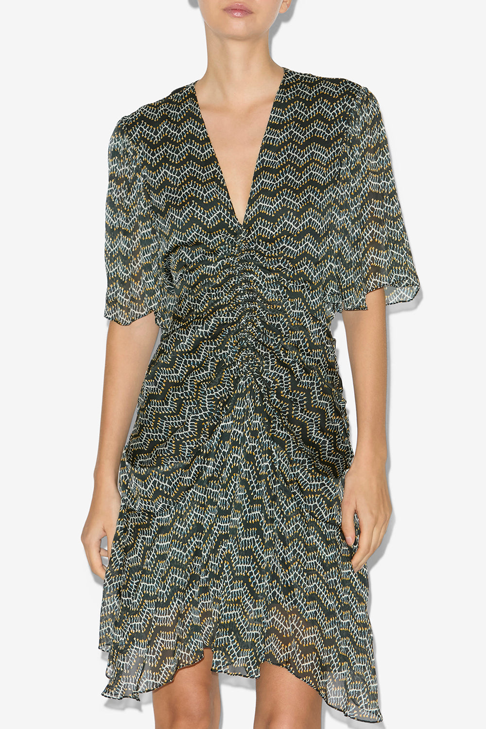 Vivienne short printed muslin dress - Black - Woman - 4
