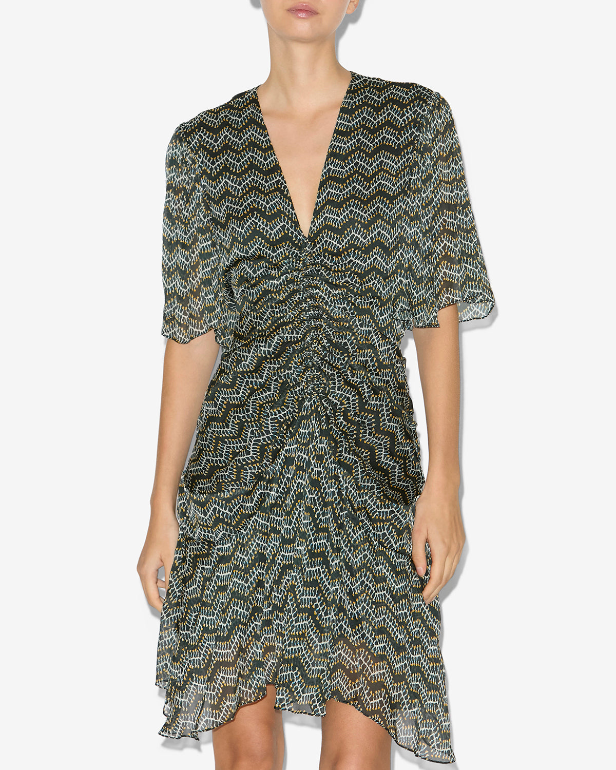 Kurzes kleid vivienne aus bedrucktem musselin - Schwarz gewaschen - Woman - 3
