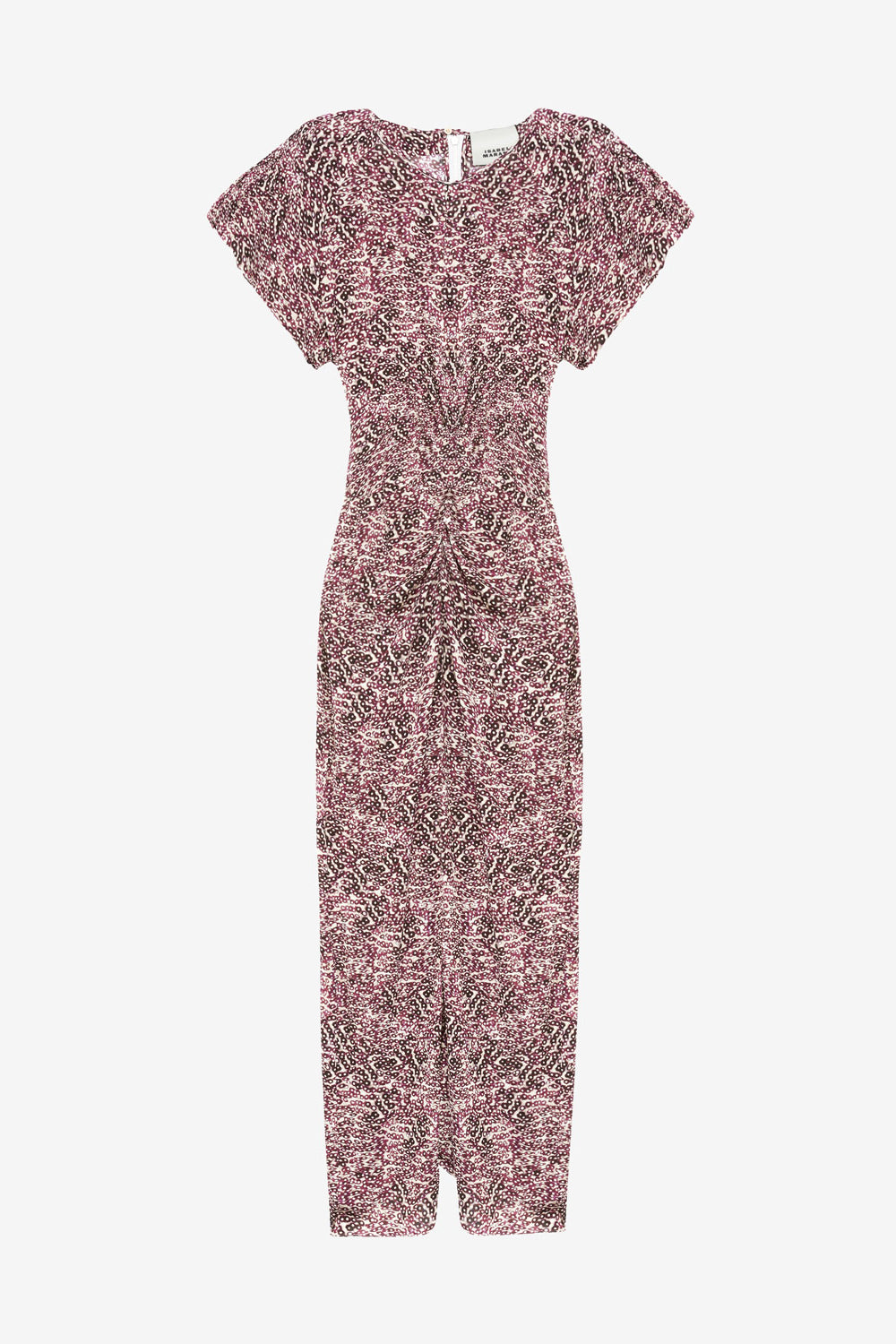 Vestido midi terena de punto estampado - Purple-ecru - Woman - 1