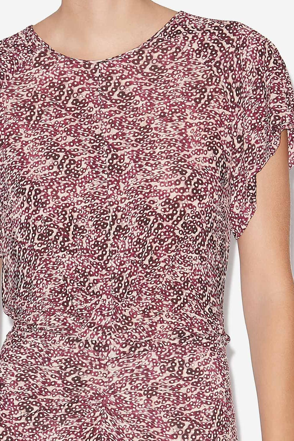 Vestido midi terena de punto estampado - Purple-ecru - Woman - 3