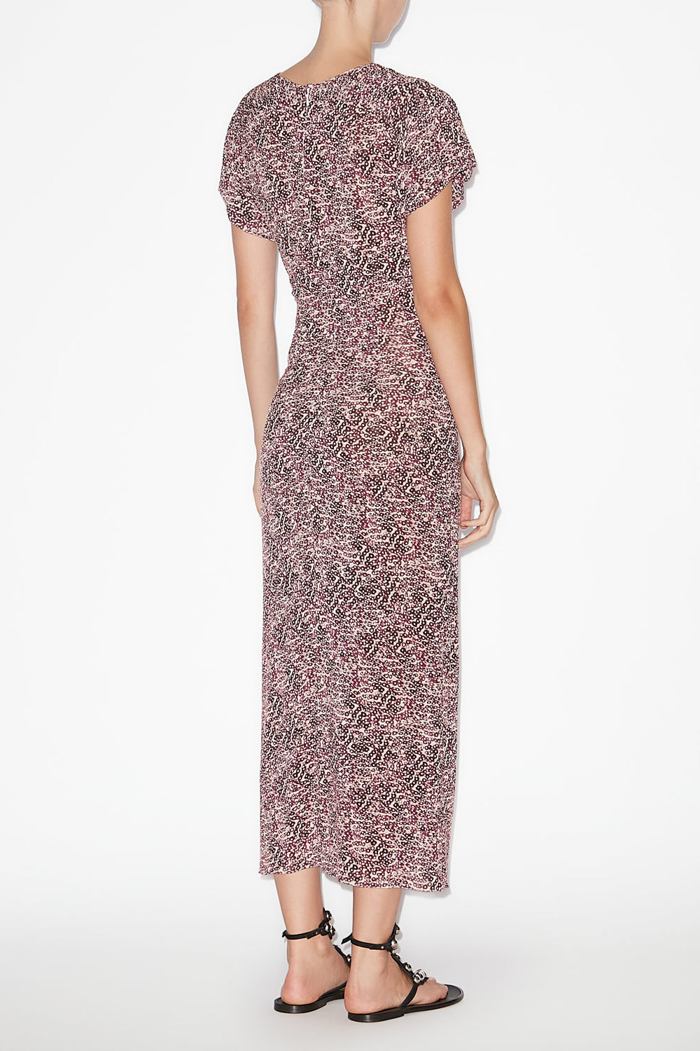 Vestido midi terena de punto estampado - Purple-ecru - Woman - 4