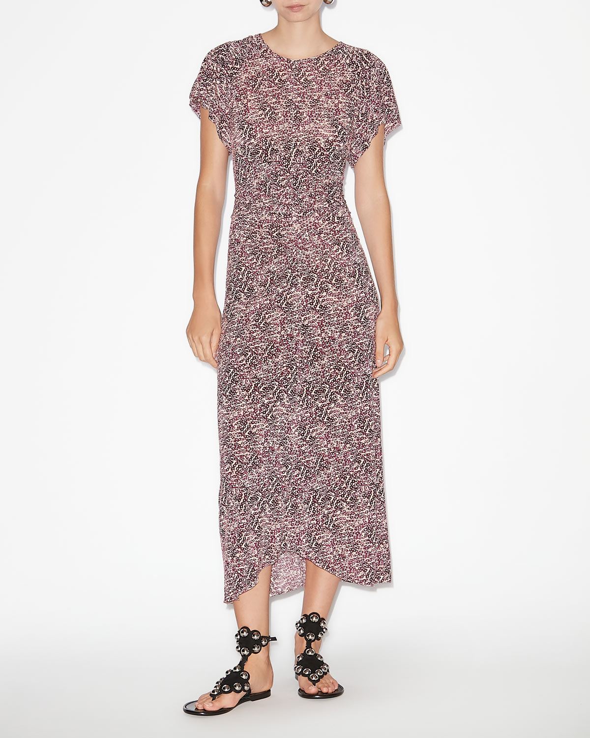 Terena プリント入りジャージー ミディ丈ドレス - Purple-ecru - Woman - 1